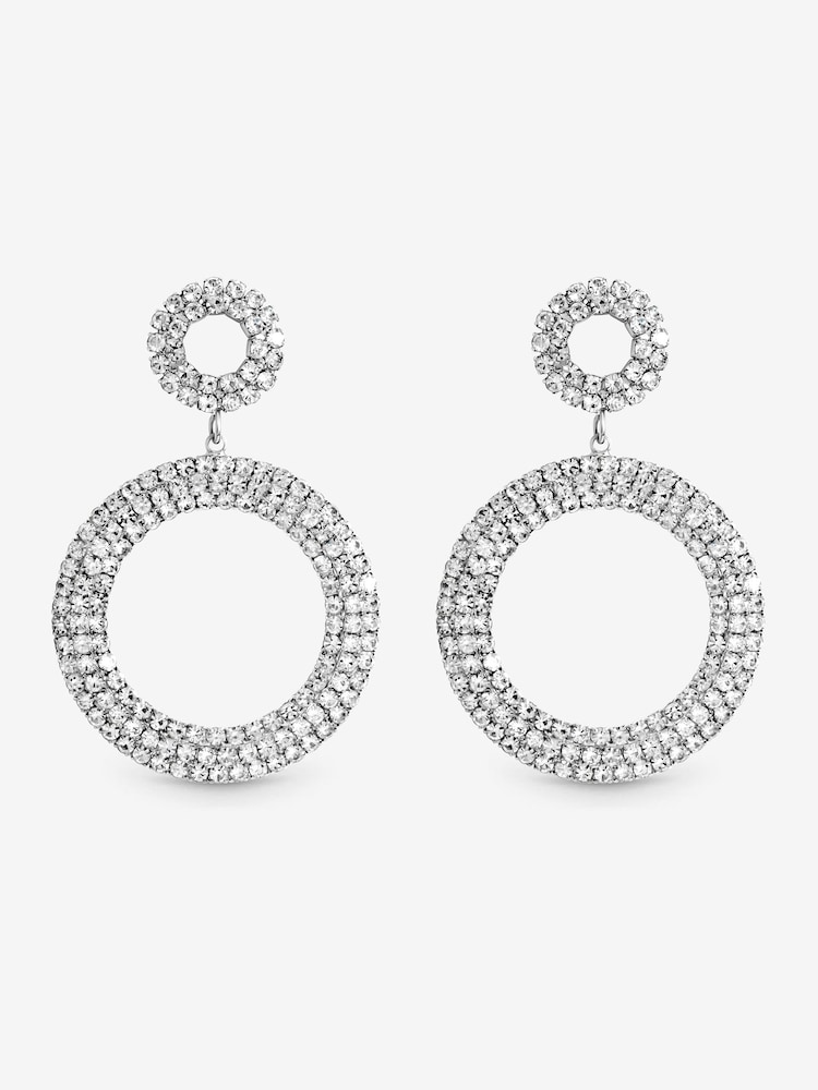 Mood Silver Plated And Crystal Open Circle Statement Earrings - Image 3 of 3 Mood Silver Plated And Crystal Open Circle Statement Earrings - Image 3 of 3