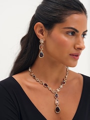 Mood Gold Tone Red Tonal Stone Y Drop Necklace - Image 1 of 3
