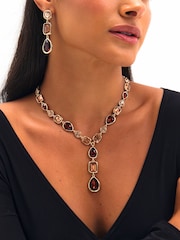 Mood Gold Tone Red Tonal Stone Y Drop Necklace - Image 2 of 3