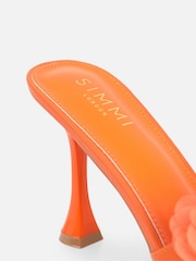 Simmi London Orange Kaz Petal Detail Mules - Image 3 of 4