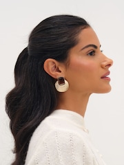 Mood Silver Tone Gold Plated Resin And Ridge Statement Earrings - Image 2 of 3