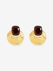 Mood Silver Tone Gold Plated Resin And Ridge Statement Earrings - Image 3 of 3