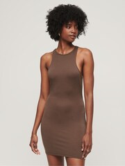 Superdry Brown Jersey Cross Back Mini Dress - Image 3 of 6