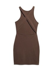 Superdry Brown Jersey Cross Back Mini Dress - Image 5 of 6