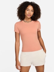 Nike Brown Chill Knit Mod Crop T-Shirt - Image 1 of 5