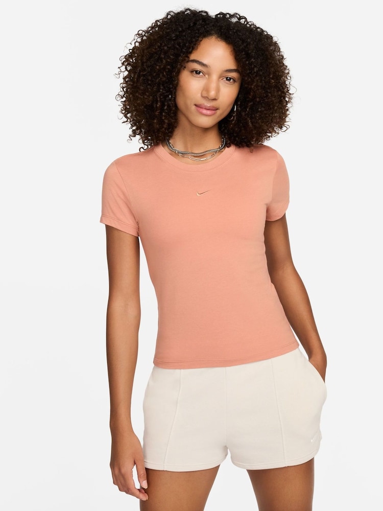 Nike Brown Chill Knit Mod Crop T-Shirt - Image 1 of 5 Nike Brown Chill Knit Mod Crop T-Shirt - Image 1 of 5