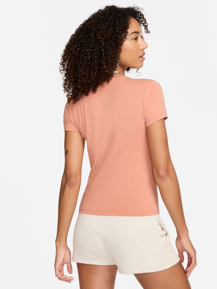 Nike Brown Chill Knit Mod Crop T-Shirt - Image 2 of 5 Nike Brown Chill Knit Mod Crop T-Shirt - Image 2 of 5