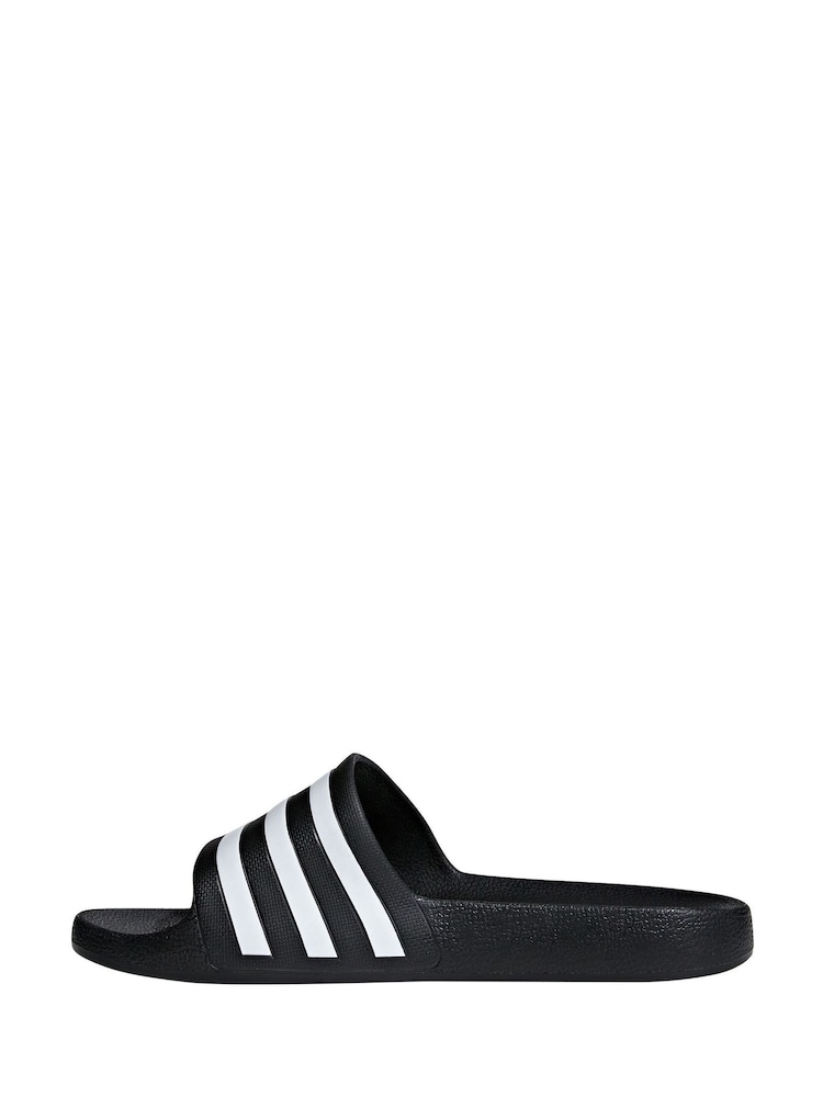 adidas Black/White Sportswear Adilette Aqua Slides - Image 2 of 8