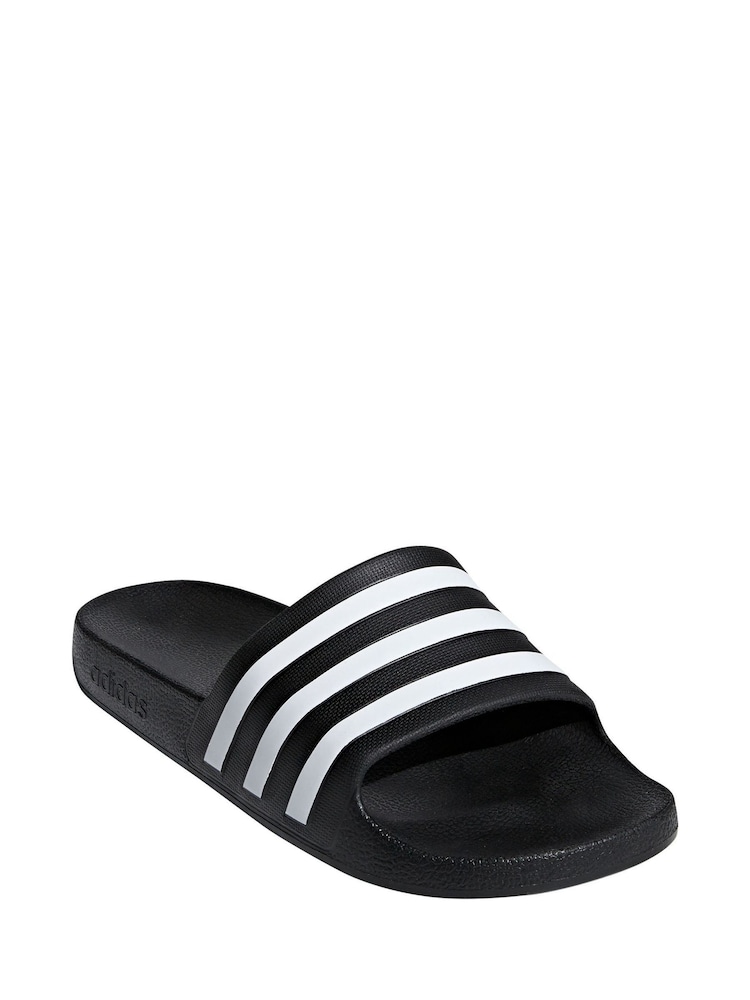 adidas Black/White Sportswear Adilette Aqua Slides - Image 3 of 8