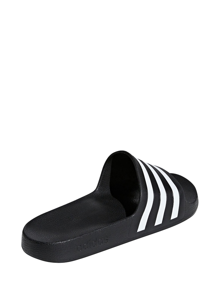 adidas Black/White Sportswear Adilette Aqua Slides - Image 4 of 8