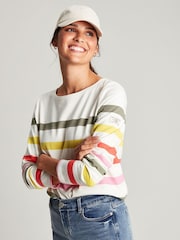 Joules Harbour Stripe Long Sleeve White Jersey Top - Image 1 of 10