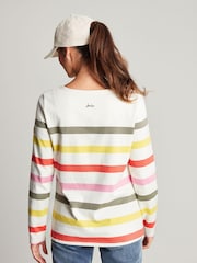 Joules Harbour Stripe Long Sleeve White Jersey Top - Image 2 of 10