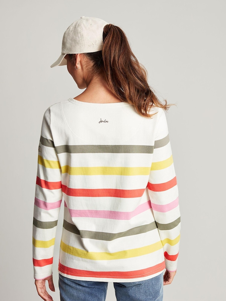 Joules Harbour Stripe Long Sleeve White Jersey Top - Image 2 of 10
