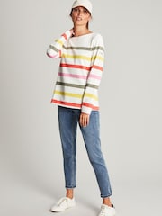 Joules Harbour Stripe Long Sleeve White Jersey Top - Image 3 of 10