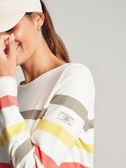 Joules Harbour Stripe Long Sleeve White Jersey Top - Image 5 of 10