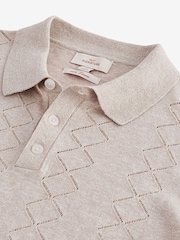 Neutral Signature Pointelle 100% Linen Knitted Polo Shirt - Image 11 of 11