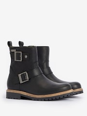 Barbour® Black Bramble Double Buckle Leather Ankle Boots - Image 2 of 5