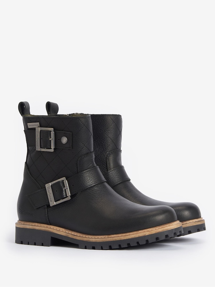 Barbour® Black Bramble Double Buckle Leather Ankle Boots - Image 2 of 5 Barbour® Black Bramble Double Buckle Leather Ankle Boots - Image 2 of 5