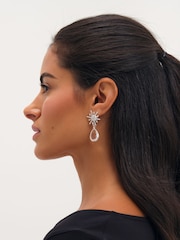 Mood Silver Tone Silver Plated And Crystal Star Drop Earrings - Image 2 of 3