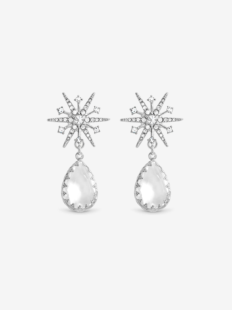 Mood Silver Tone Silver Plated And Crystal Star Drop Earrings - Image 3 of 3 Mood Silver Tone Silver Plated And Crystal Star Drop Earrings - Image 3 of 3