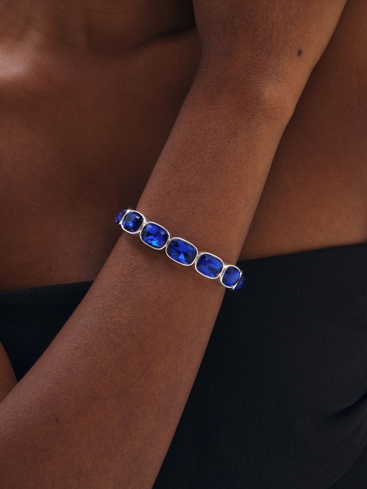 Mood Gold Tone Gold Plated And Blue Stretch Bracelet - Image 2 of 2 Mood Gold Tone Gold Plated And Blue Stretch Bracelet - Image 2 of 2