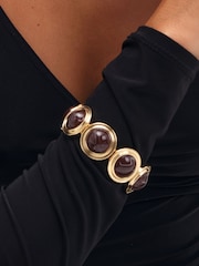 Mood Silver Tone Gold Plated Resin Stretch Bracelet - Image 1 of 2