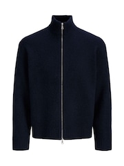Jack & Jones קרדיגן סרוג עם צווארון גבוה ורוכסן - תמונה 5 מתוך 8
