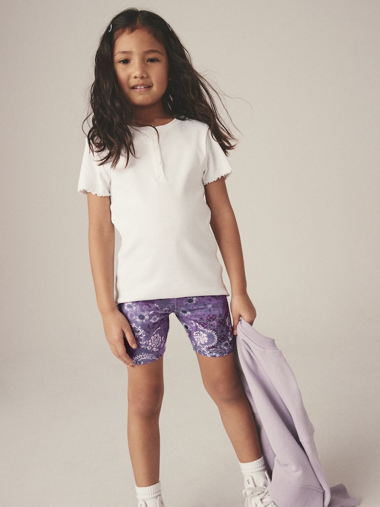 Purple Paisley Floral Print Cycle Shorts (3-16yrs) - Image 2 of 7