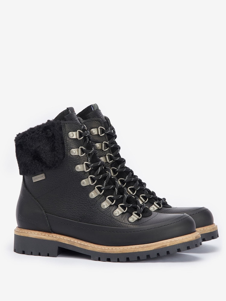 Barbour® Black Woodside Lace Up Leather Hiker Boots - Image 2 of 5