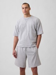 Gap Grey VintageSoft French Terry Oversized Logo Short Sleeve Sweatshirt - Image 1 of 4