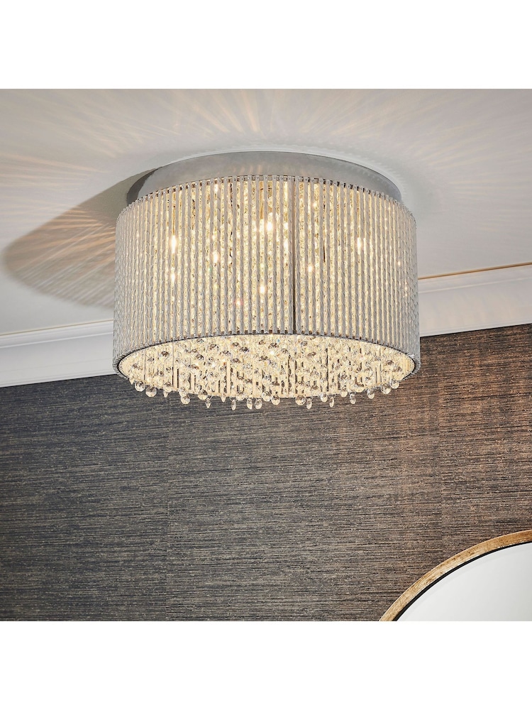Gallery Home Silver Petra Flush Ceiling Light - Image 1 of 7