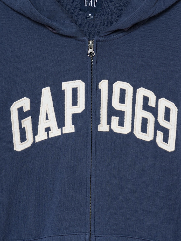 Gap Navy French Terry Relaxed 1969 Logo Zip Hoodie - Image 4 of 4