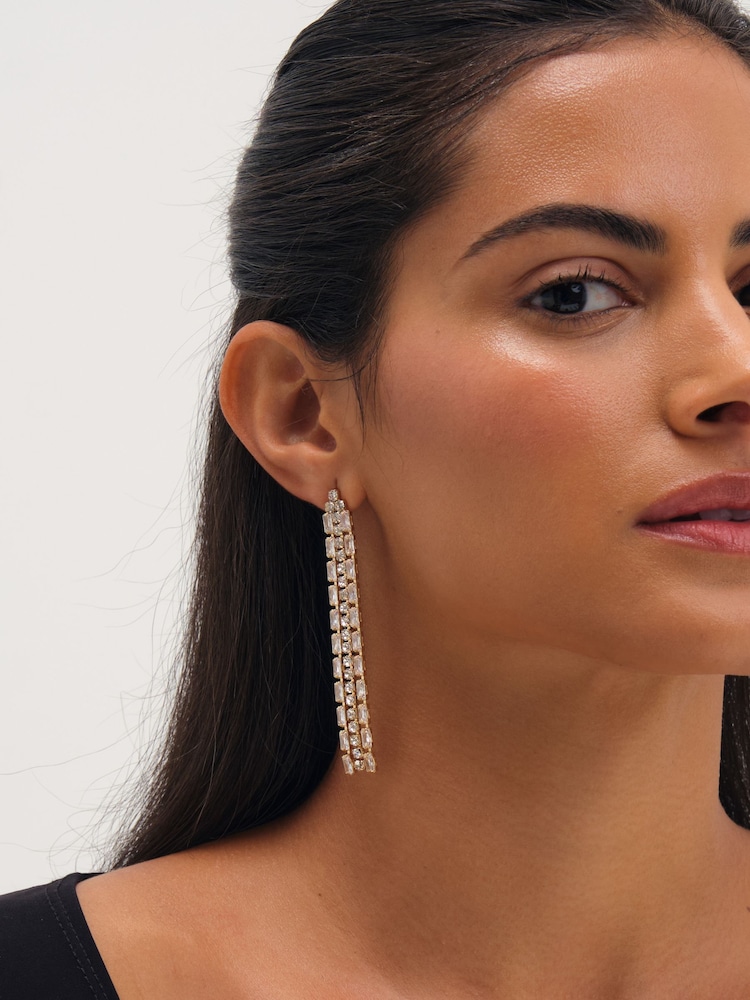 Mood Silver Gold Plated Crystal Drop Earrings - Image 2 of 3