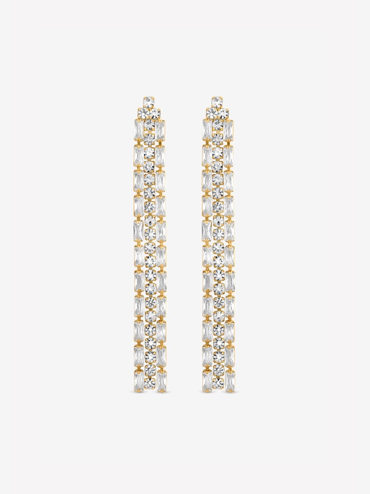 Mood Silver Gold Plated Crystal Drop Earrings - Image 3 of 3