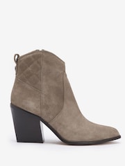 Barbour® Beige Rhonda Western Suede Heel Ankle Boots - Image 1 of 6