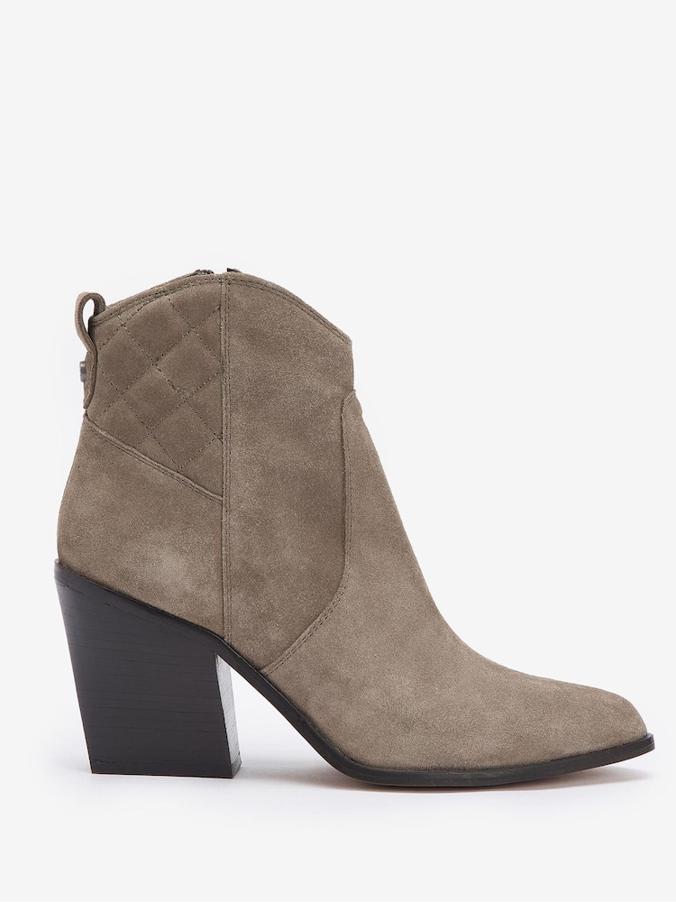 Barbour® Beige Rhonda Western Suede Heel Ankle Boots - Image 1 of 6