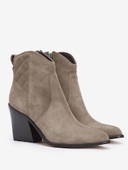 Barbour® Beige Rhonda Western Suede Heel Ankle Boots - Image 5 of 6