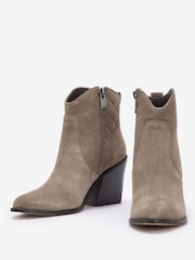 Barbour® Beige Rhonda Western Suede Heel Ankle Boots - Image 4 of 6