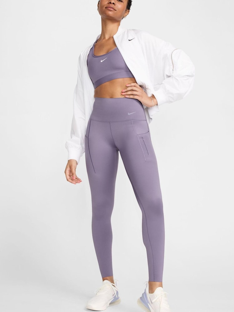 Lila - Nike Premium Universa Lange Leggings mit hohem Bund, starkem Stützeffekt und Taschen - Bild 1 von 3