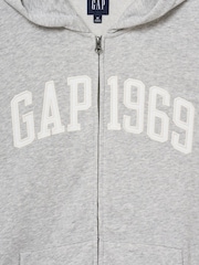 Gap Grey French Terry Relaxed 1969 Logo Zip Hoodie - Image 2 of 2