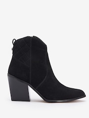 Barbour® Black Rhonda Western Suede Heel Ankle Boots - Image 1 of 5