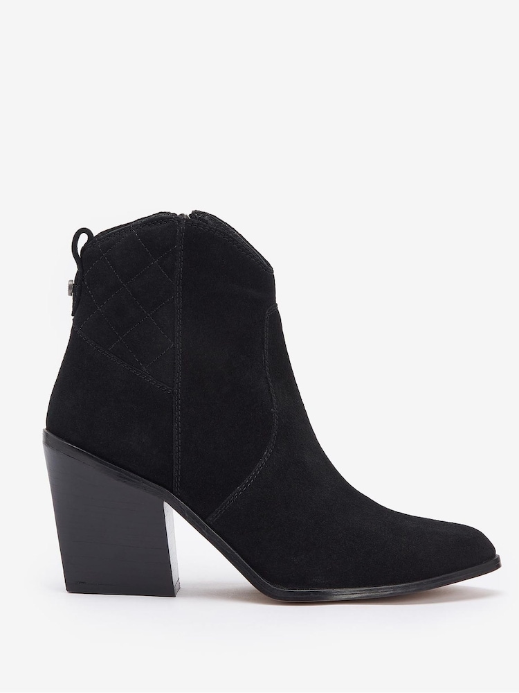 Barbour® Black Rhonda Western Suede Heel Ankle Boots - Image 1 of 5