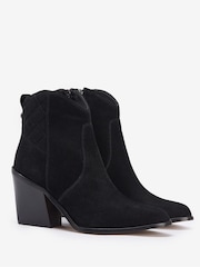 Barbour® Black Rhonda Western Suede Heel Ankle Boots - Image 2 of 5