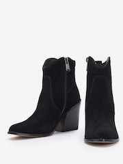 Barbour® Black Rhonda Western Suede Heel Ankle Boots - Image 3 of 5