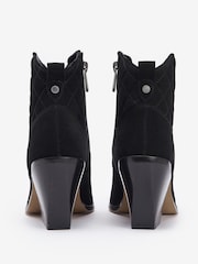 Barbour® Black Rhonda Western Suede Heel Ankle Boots - Image 4 of 5