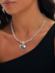 Mood Silver Plated And Polished Puff Heart T-Bar Necklace - Image 2 of 2