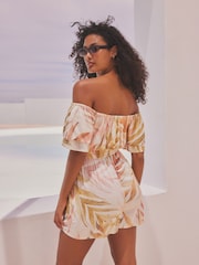 Cream Botanical Off Shoulder Playsuit - Image 2 of 5