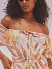 Cream Botanical Off Shoulder Playsuit - Image 3 of 5