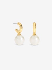 Mood Silver Tone Gold Plated And Pearl Hoop Earrings - Image 1 of 3