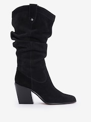 Barbour® Black Corey Western Heel Suede Tall Boots - Image 1 of 5